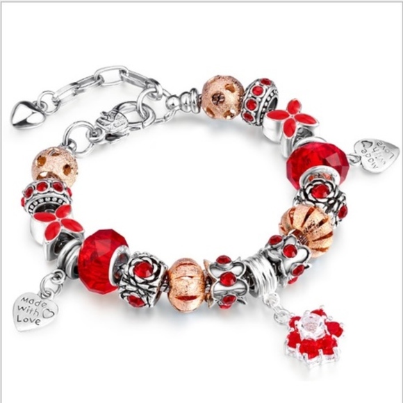 Clear Rhinestone Charm Jewelry Costa Rica Pave Heart Charm  Rhinestone & Crystal Silver Plated Charm Bracelet